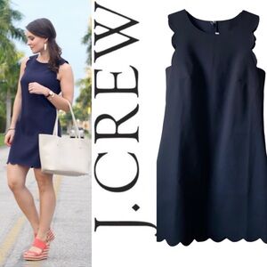J. Crew Scalloped Classic Black Shift Dress, Size 10‎